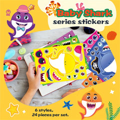 24 Sheets Pack Shark Game Puzzle Stickers DIY Crafts Teacher Reward