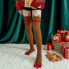 Christmas Thigh High Socks Fuzzy Over The Knee Socks Women's Stockings