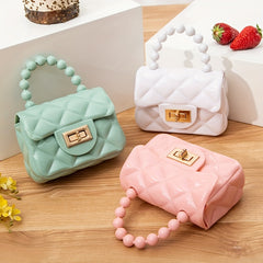 Colorful Pearl Argyle Bag Princess Handle Bag Purse