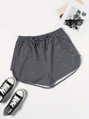  Solid Drawstring Elastic Shorts - Women's Plus
