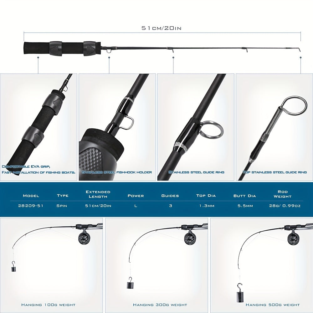 Single Section Ice Fishing Rod & Fast Raft Rod Winter Fishing Set