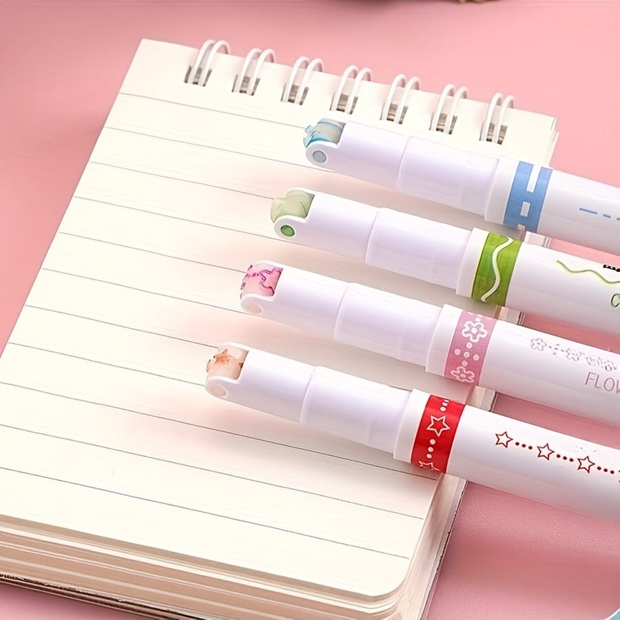 6pcs Soft Tip Highlighters Set Curved Shape for Note taking Drawing