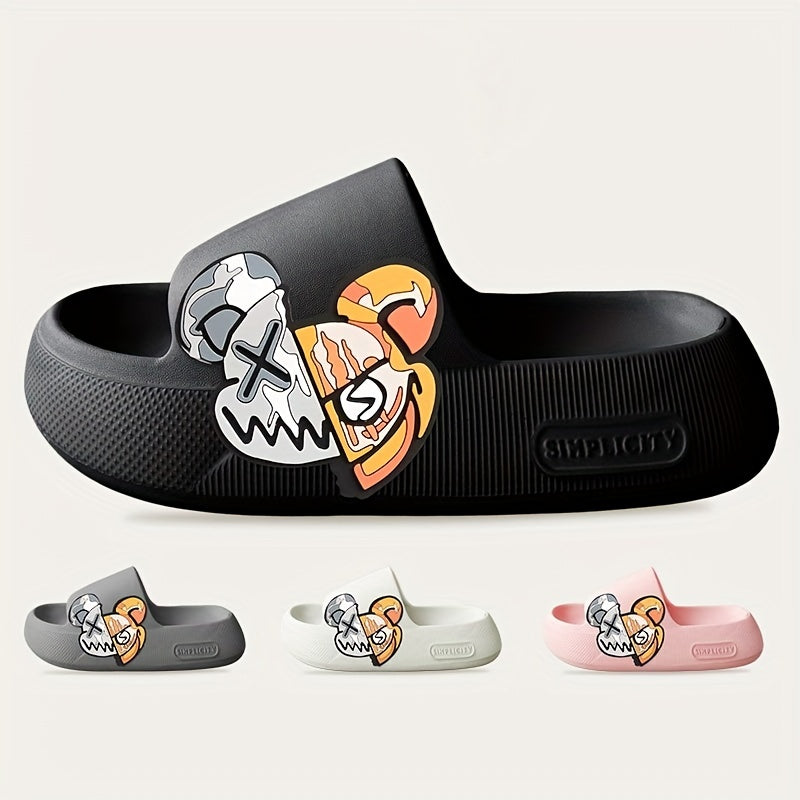 Men's Anime Print Non Slip Platform Slides Comfortable Cloud Slides