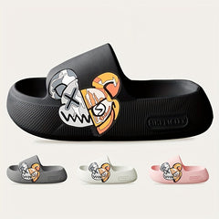 Men's Anime Print Non Slip Platform Slides Comfortable Cloud Slides