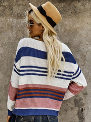 Casual Colorblock One Shoulder Plus Size Knit Top
