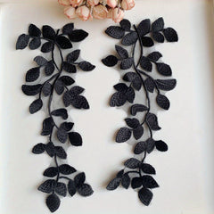 Green Embroidered Lace Pair Of Flowers Dress Decoration