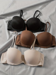 3pcs Solid T Shirt Bras Push Up Bra Women's Lingerie