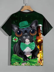 St Patrick's Dog 3D Print Boy's T-shirt Kids Casual Short Sleeve