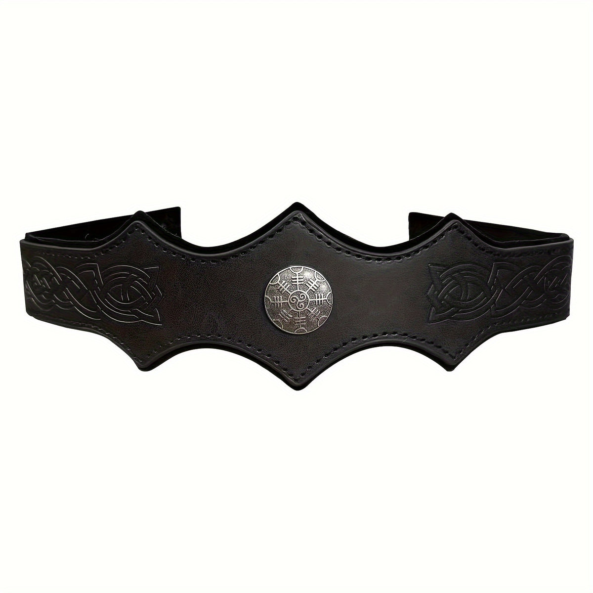 Medieval Embossed PU Leather Headwear Men's Adjustable Headband Retro Roleplay