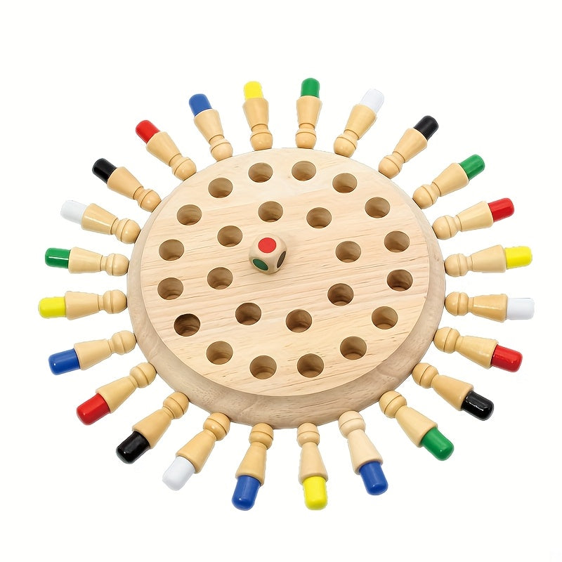 Wooden Parent Memory Board Game with Colorful Pegs