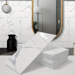 Marble Printed Kitchen Tile Stickers - Self-Adhesive Foam Tile Sticker