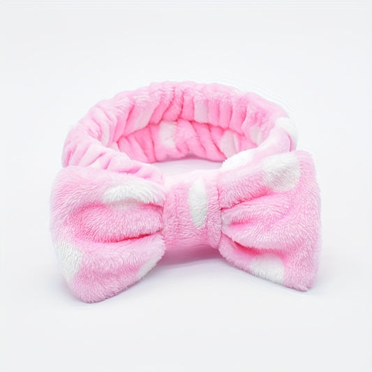 Polka Dot Bow Headband for Face Washing Skincare Spa