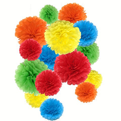 15pcs Rainbow Tissue Paper Pom Poms Flowers Wedding Birthday Party Decor