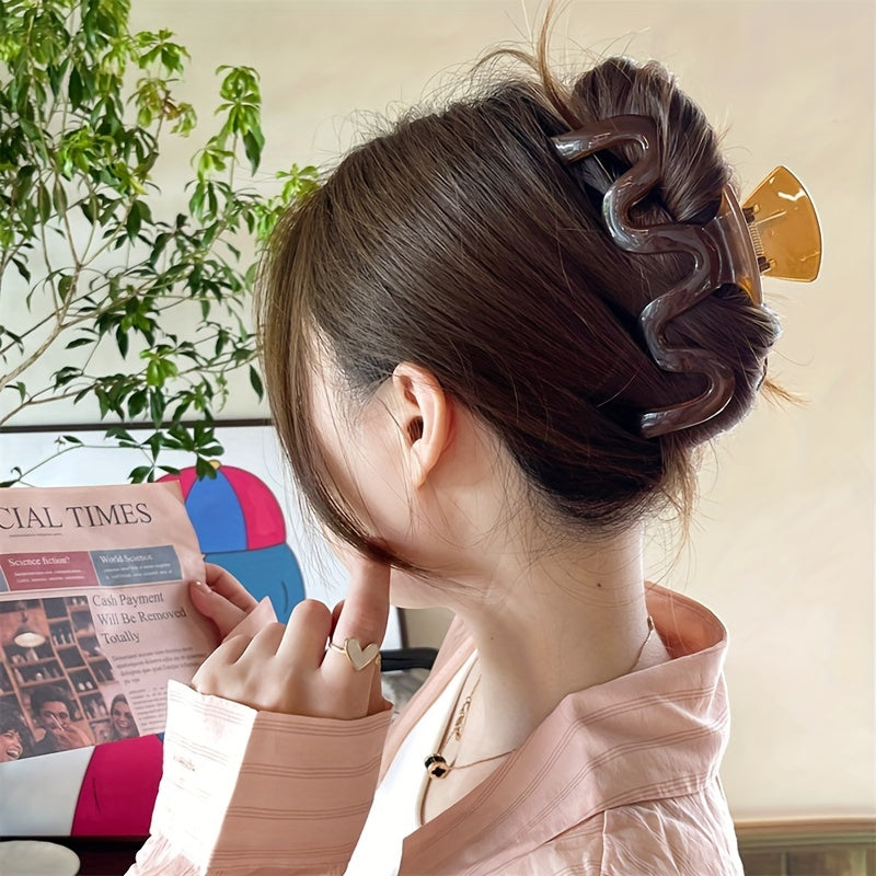 5pcs Jelly Hair Claw Wavy Hair Claw Non-slip Ponytail Holder