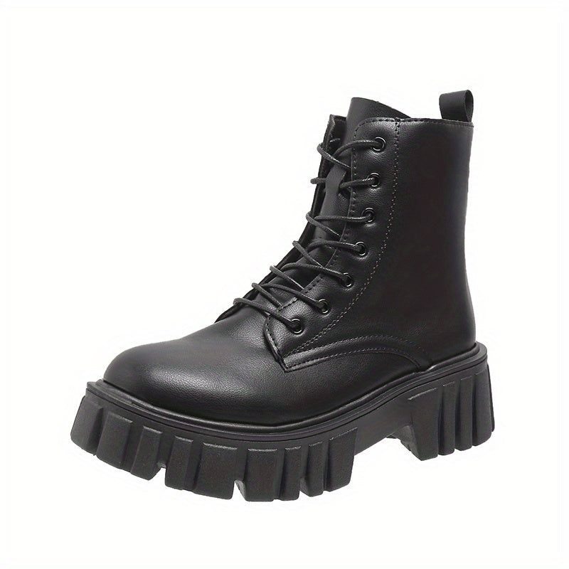 Platform Combat Boots Zipper & Lace Up Short Boots