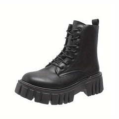 Platform Combat Boots Zipper & Lace Up Short Boots