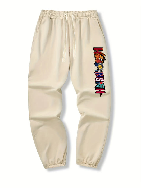 Letters & Basketball Drawstring Sweatpants Loose Fit Pants