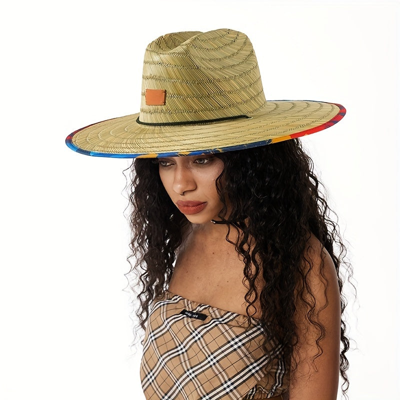 Boho Wide Brim Sun Hat Straw Hat UV Protection Women Summer