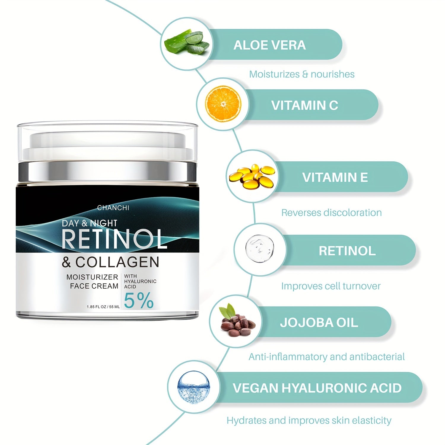 Retinol Cream with Collagen Hyaluronic Acid Vit C E