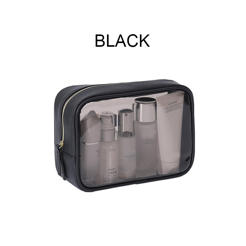 Waterproof Toiletry Bag with PU Leather PVC Combination