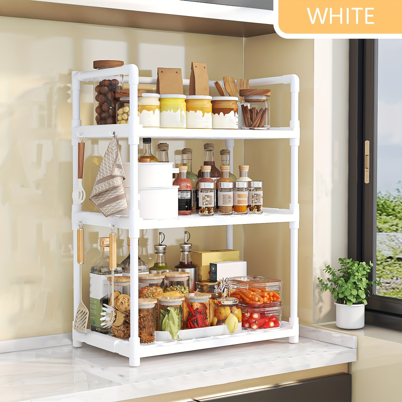 3 Layer Seasoning Rack Multifunctional Storage for Kitchen Countertop