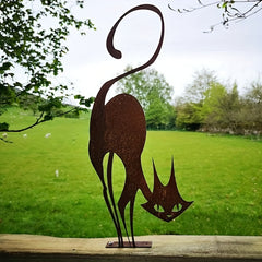 Metal Cat Fence Topper Decor - Cat Garden Statues