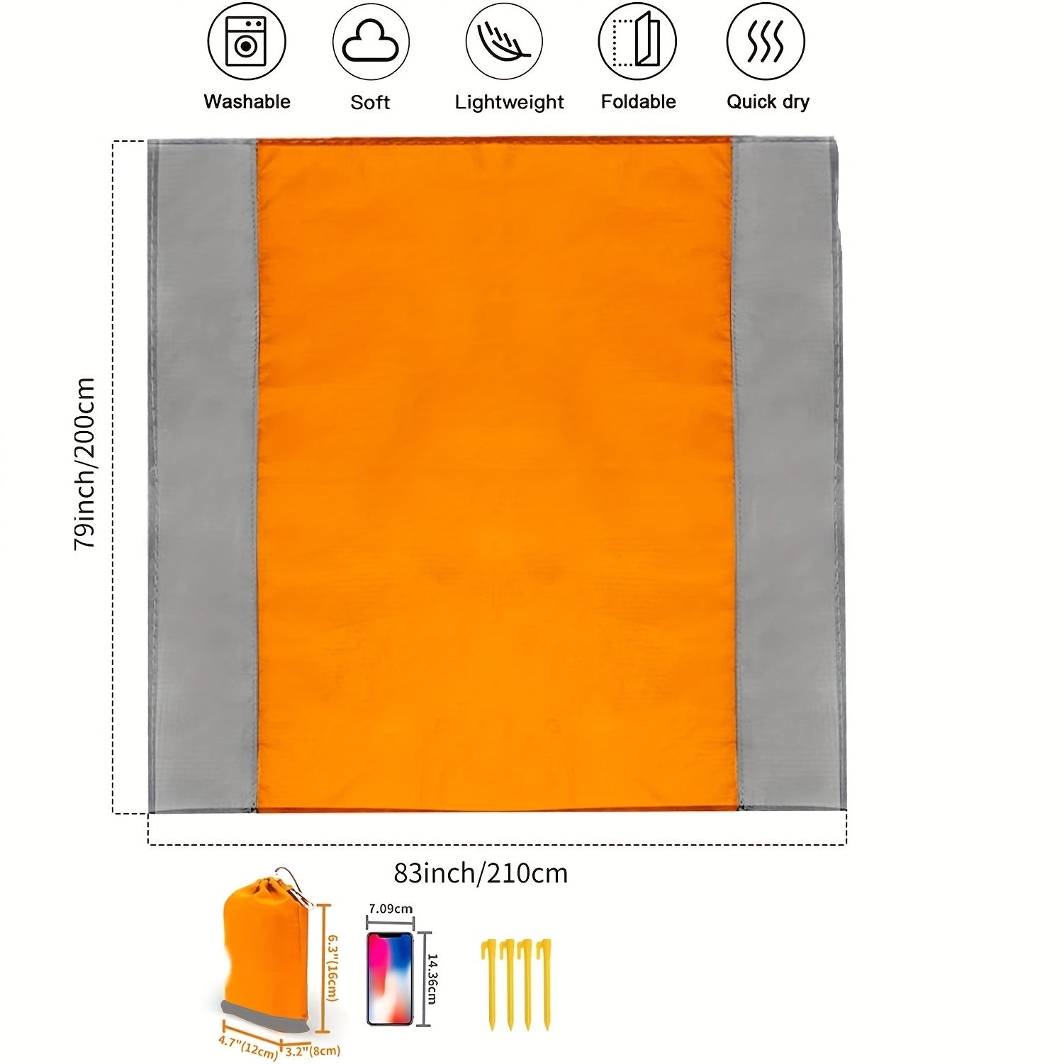 Waterproof Sandproof Mat 200x210cm Beach Mat For 5-8 Adults