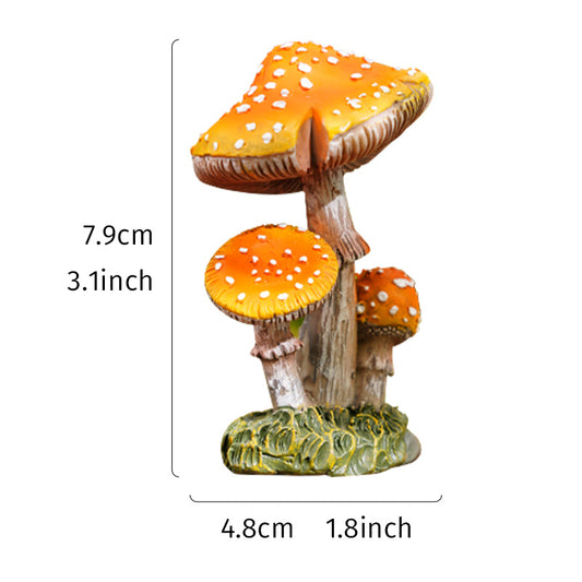 3 Mushroom Figurines Fairy Garden Decor Micro Landscape Decoration