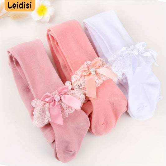 Baby Kids Lace Bow Princess Pantyhose Tights Girls Dress Stocking