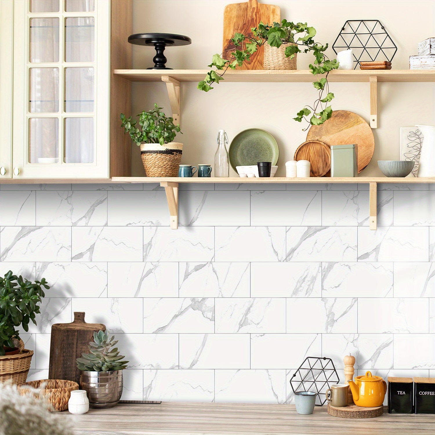 Marble Printed Kitchen Tile Stickers - Self-Adhesive Foam Tile Sticker