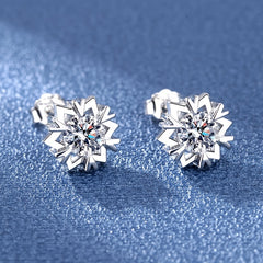 Snowflake Zircon Stud Earrings 18K Plated Wedding Party Jewelry Gift