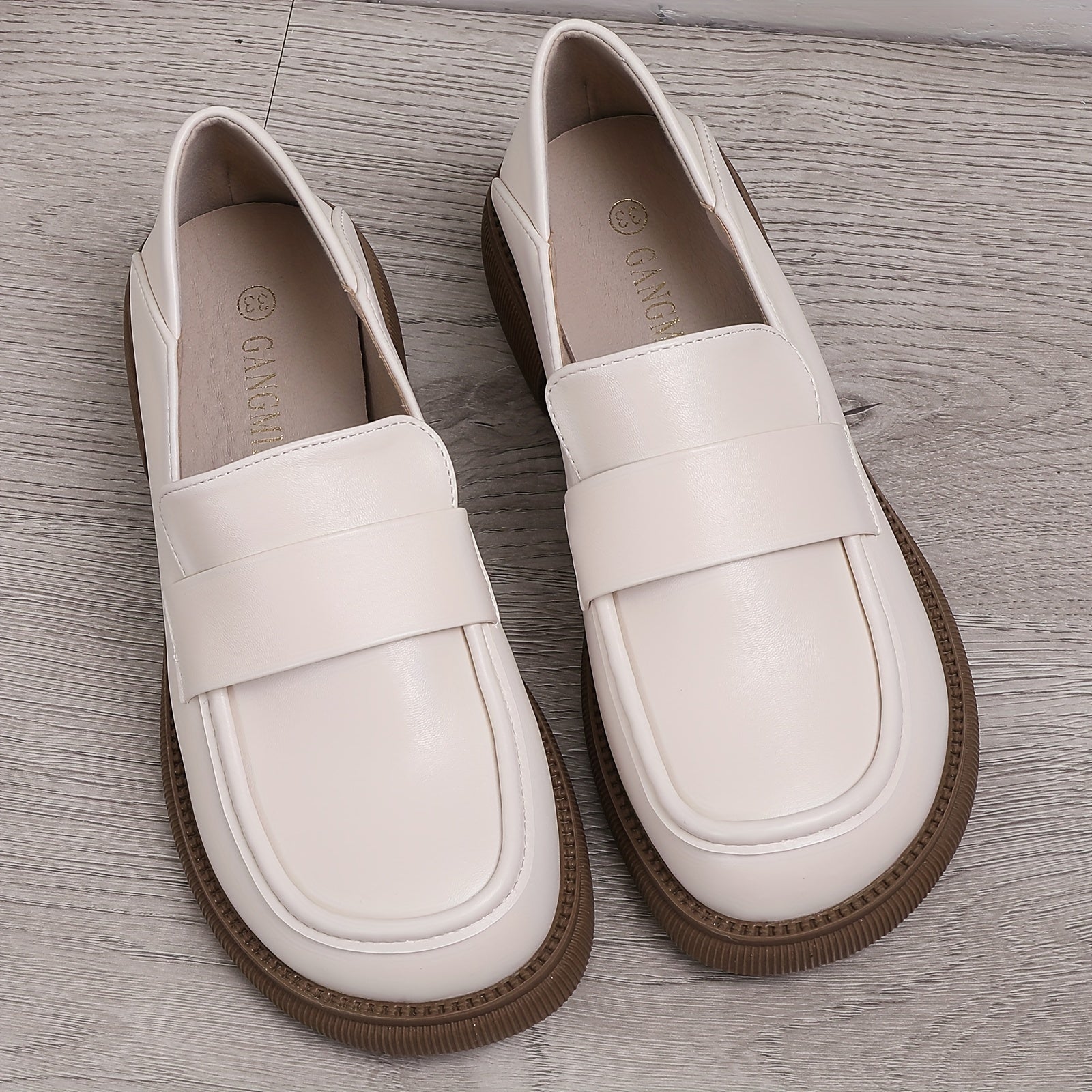 Women's Chunky Heel Loafers British Style Work Shoes