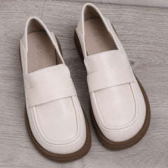 Women's Chunky Heel Loafers British Style Work Shoes