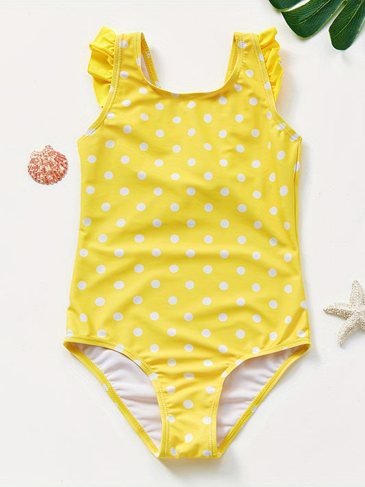 Girls' Polka Dot & Bowtie Swimsuit 3-10y
