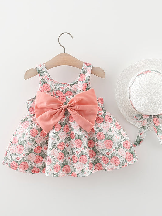 Baby Girls Floral Bowknot Sleeveless Dress Princess Dresses Soft Comfortable