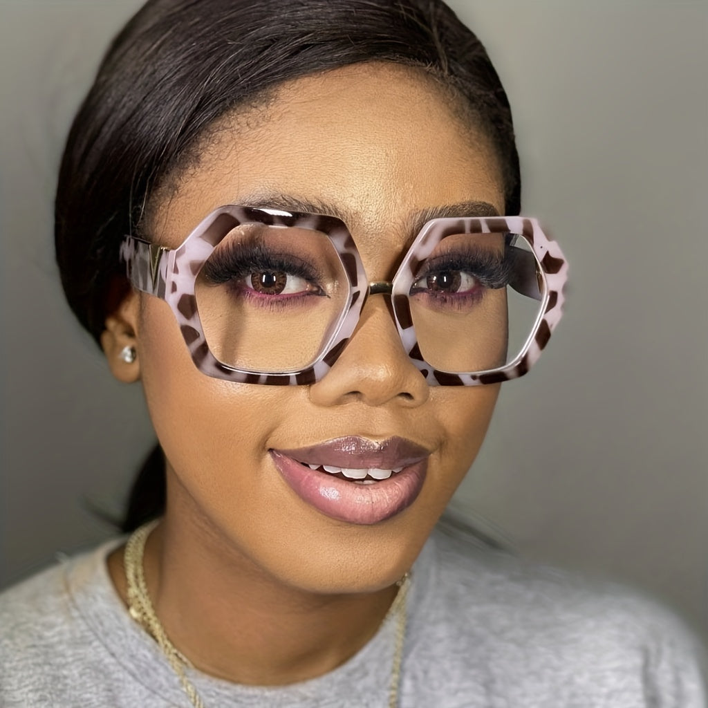 Polygon Clear Lens Light Blocking Glasses for Women Men