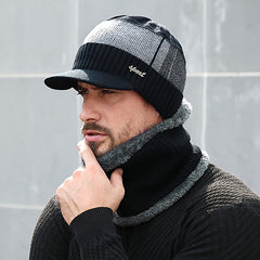 Winter Knit Cap & Scarf Set Warm Knitted Hat For Men And Women