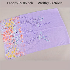 Leaf Chiffon Scarf Printed Breathable Shawl Outdoor Windproof Gauze Head Wrap