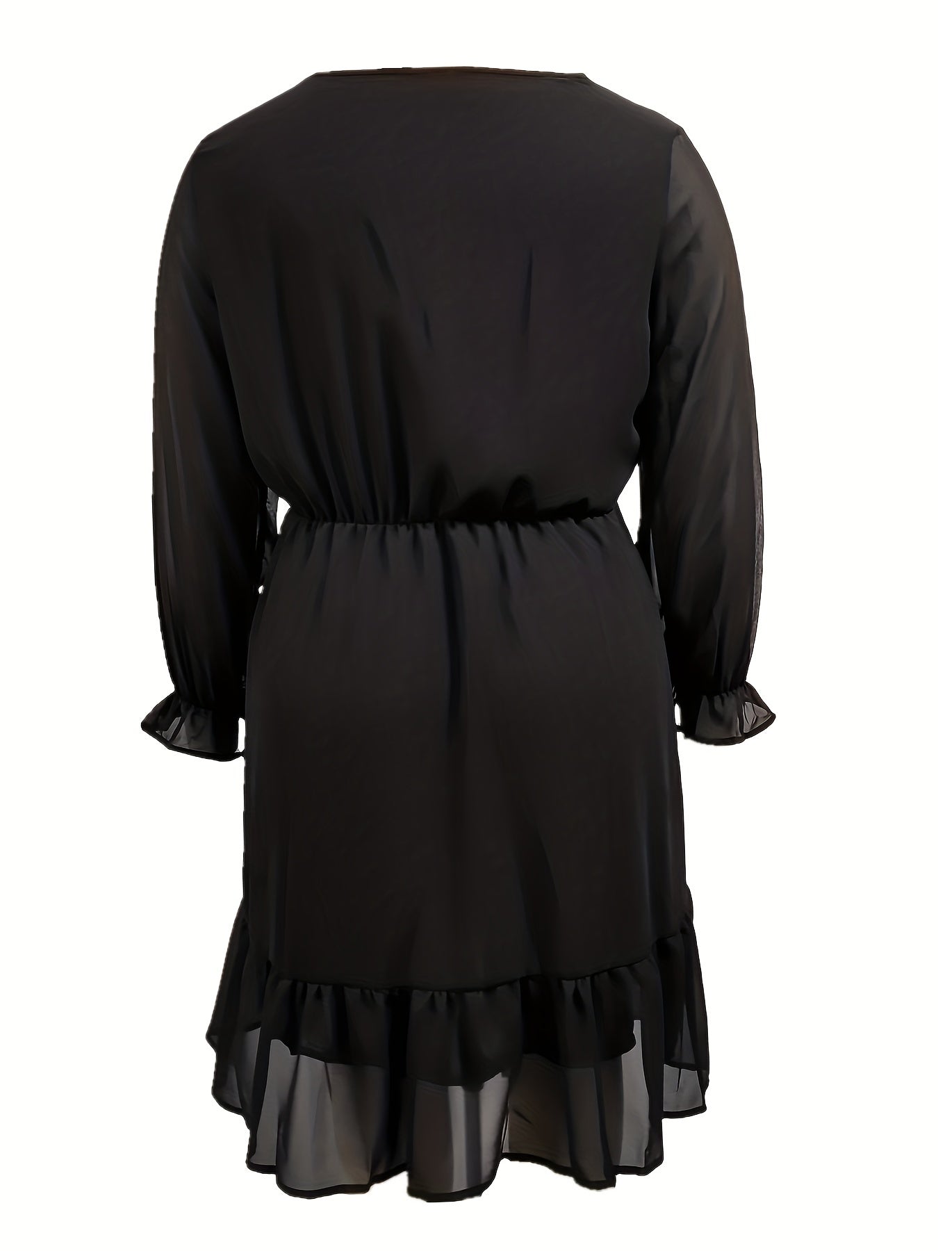 Plus Size Flounce Sleeve Chiffon Dress