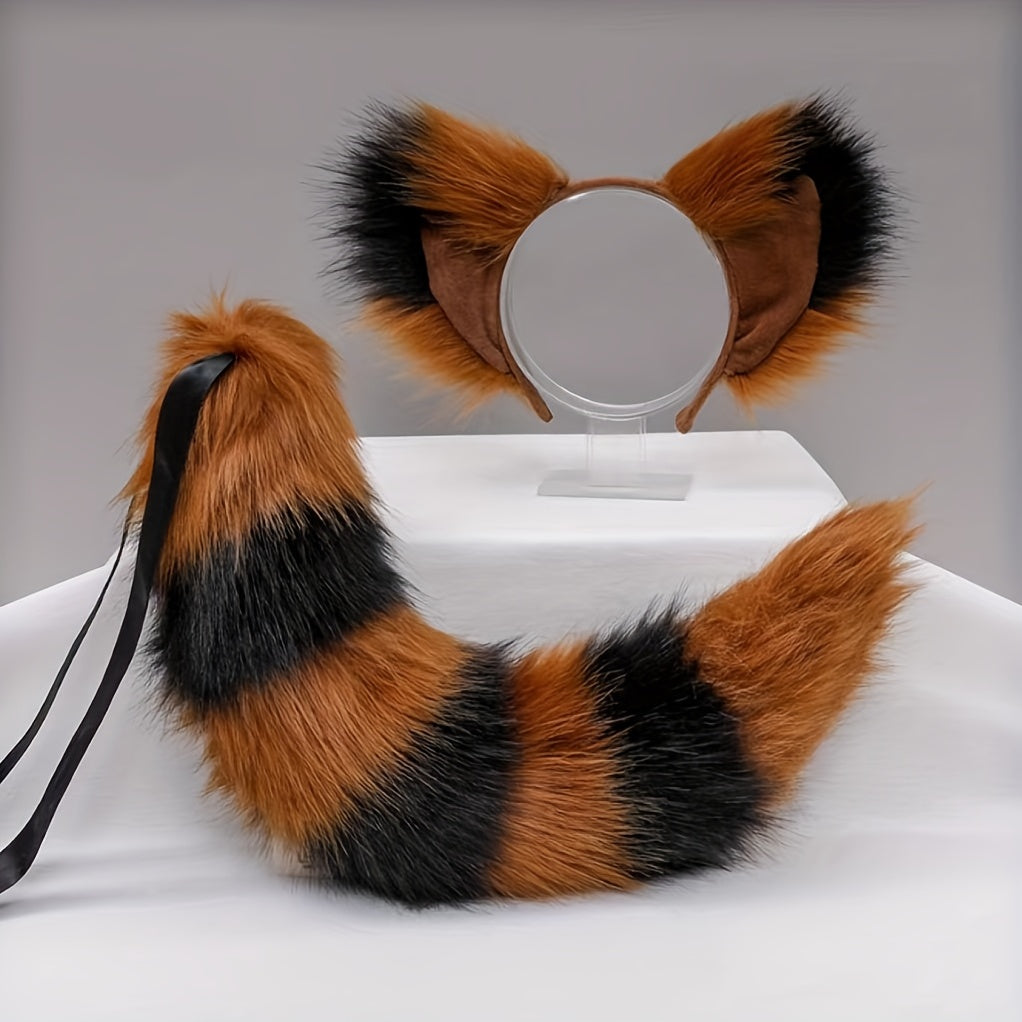 Plush Beast Ear Headdress Cosplay Fox Tail Set