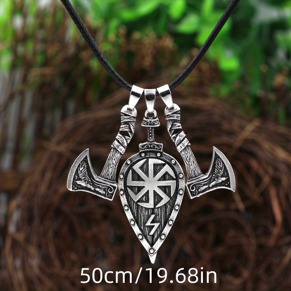 Men's Viking Shield Ax Pendant Necklace Casual Party Jewelry