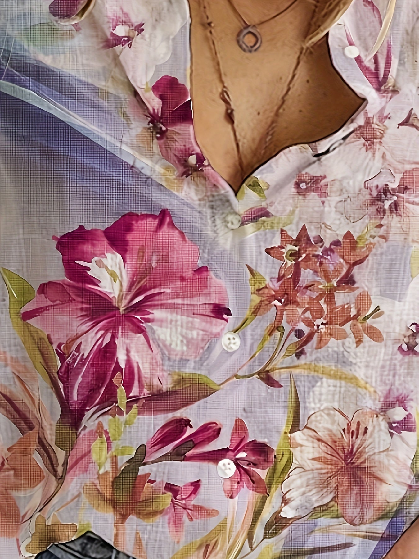  Floral Print Long Sleeve Button Up Blouse