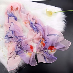 Chiffon Scarf Ink Flower Print Shawl Head Wrap Bandana Beach Towel