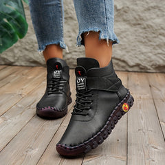 Women's High Top Flat Sneakers Lace Up Ankle Boots