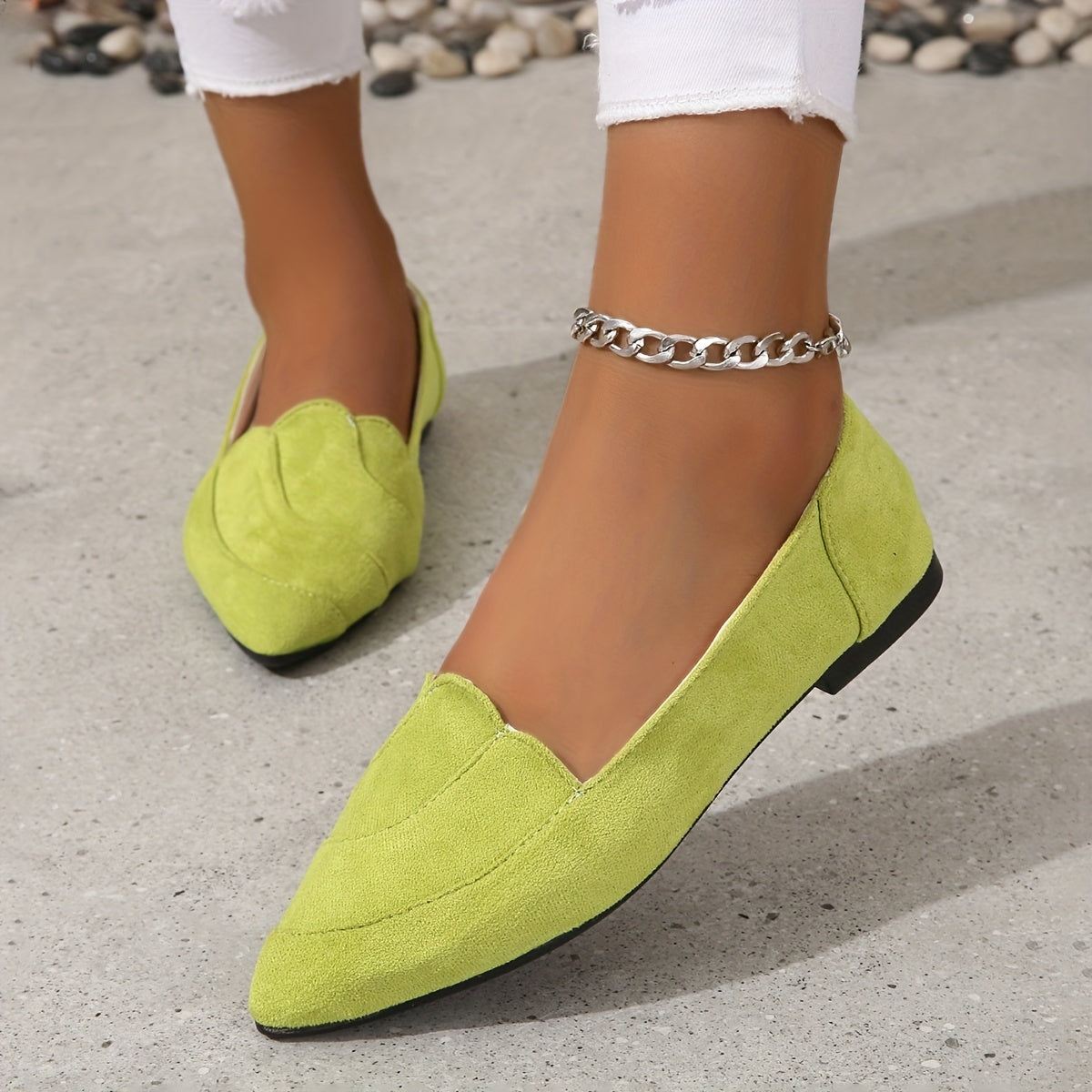 Women's Pointed Toe Loafers Slip On Flat Shoes