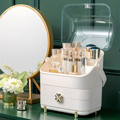 Makeup Organizer with 2 Layer Storage Box and Transparent Cover
