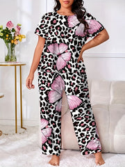  Colorful Dot & Butterfly Print Pajama Set