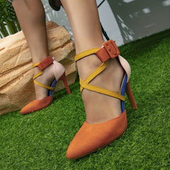 Women's Colorblock High Heel Sandals Pointed Toe Stiletto Heels Party Prom Pumps