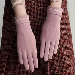 Women's Winter Velvet Touch Screen Gloves for Outdoor Cycling - Keep Warm