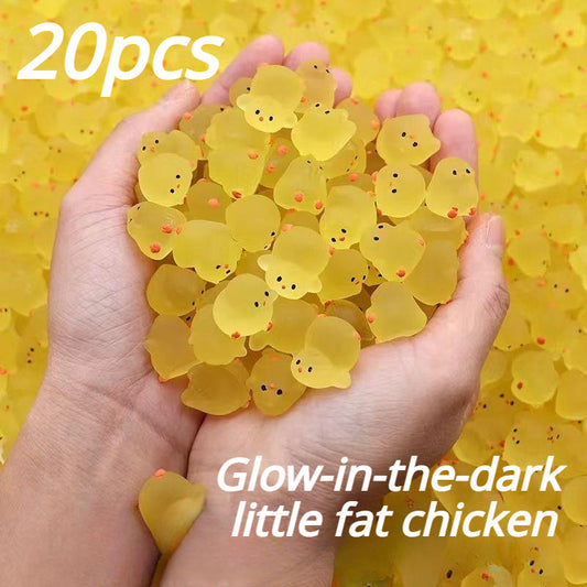 20pcs Yellow Fat Chicken Mini Figurines for Desk & Kindergarten Decor